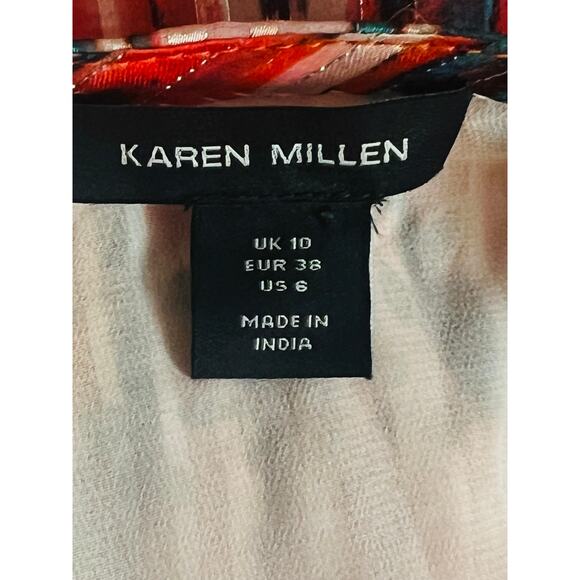 Karen Millen Beaded Embellished Drama Kimono Top Size 6 Wide Long Sleeves - Picture 10 of 13